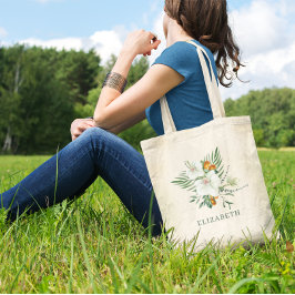 Elegante witte orchideeën en Kumquats bruidsmeisje Tote Bag