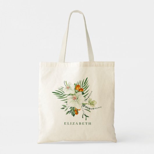 Elegante witte orchideeën en Kumquats bruidsmeisje Tote Bag (Achterkant)