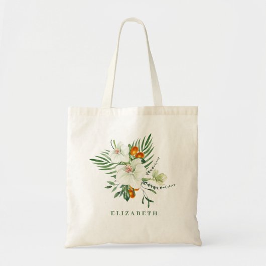 Elegante witte orchideeën en Kumquats bruidsmeisje Tote Bag (Voorkant)