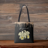 Elegante witte orchideeën gouden glitter druppels  tote bag