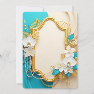 Elegante Witte Orchideeën Gouden Lijst Kaart