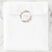 Elegante witte orchideeën groen bloemenbruiloft ronde sticker (Tas)