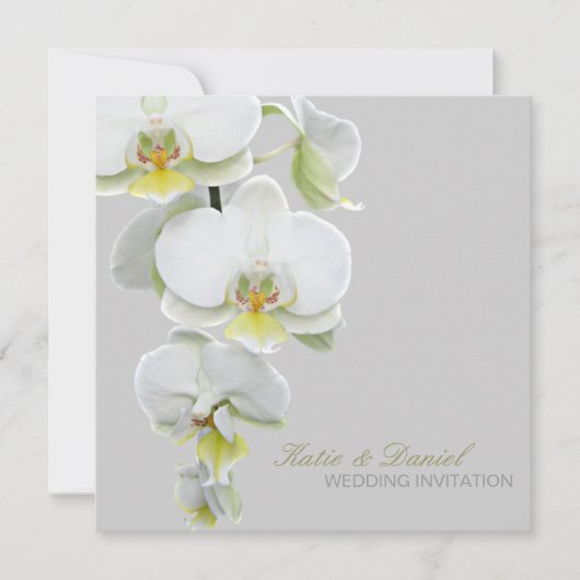 Elegante Witte Orchideeën Huwelijk/ Uitnodigingen  (Voorkant)