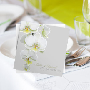 Elegante Witte Orchideeën Huwelijks-/Uitnodigingen Kaart