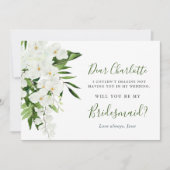 Elegante witte orchideeën, je wordt mijn bruidsmei kaart (Voorkant)