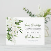 Elegante witte orchideeën, je wordt mijn bruidsmei kaart (Staand voorkant)