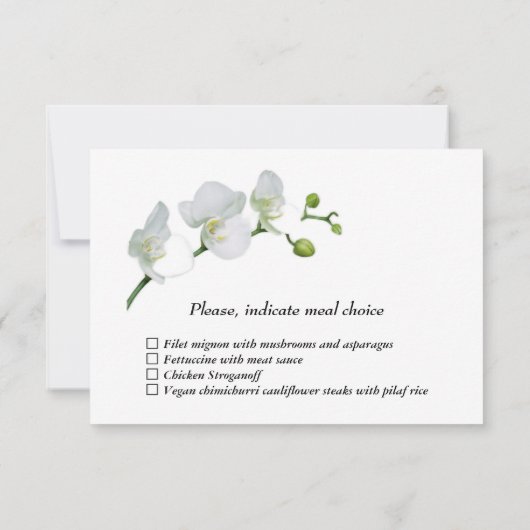 Elegante witte orchideeën RSVP Card (Achterkant)