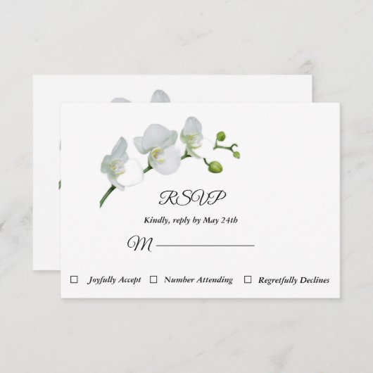 Elegante witte orchideeën RSVP Card (Voorkant / Achterkant)