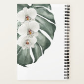 Elegante Witte Orchideeën Tropische Aquarel Bloeme Notitieboek (Achterkant)