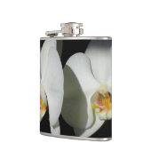 Elegante witte orchideeën, tropische bloemenfoto heupfles (Links)