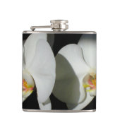 Elegante witte orchideeën, tropische bloemenfoto heupfles (Voorkant)