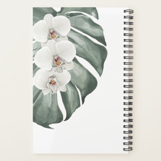 Elegante witte orchideeën Tropische Waterverf Bloe Planner (Achterkant)