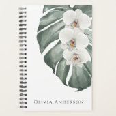 Elegante witte orchideeën Tropische Waterverf Bloe Planner (Voorkant)