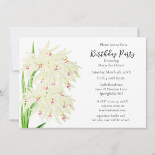 Elegante witte orchideeën verjaardagsfeest voor ha kaart