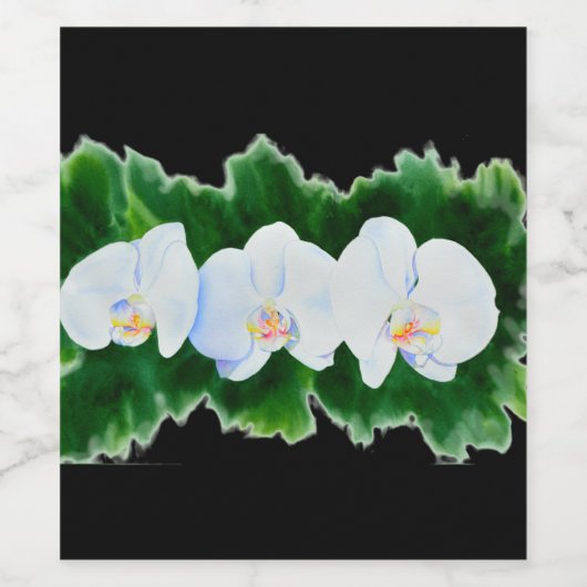 Elegante witte orchideeën waterkleur bloemenschild wijn etiket (Enkel label)