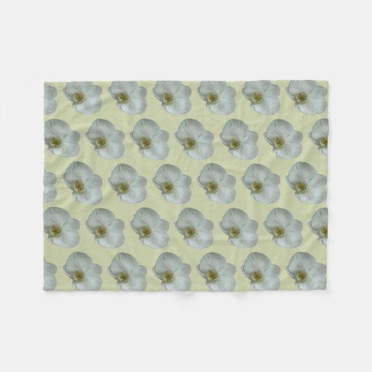 Elegante witte orchideeënbloem botanisch fleece deken (Voorkant (Horizontaal))