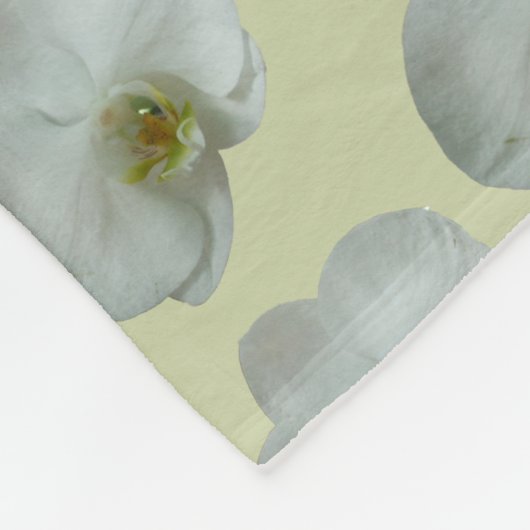 Elegante witte orchideeënbloem botanisch fleece deken (Hoek)