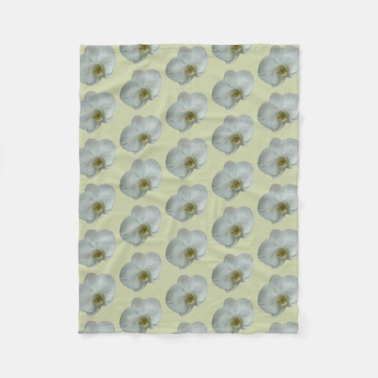 Elegante witte orchideeënbloem botanisch fleece deken (Voorkant)