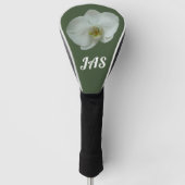 Elegante witte orchideeënbloem botanisch golfheadcover (Voorkant)