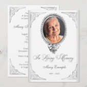 Elegante witte orde van dienst rouwende Kaarten (Voorkant / Achterkant)