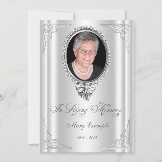 Elegante witte order of service rouwkaarten kaart (Voorkant)