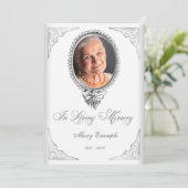 Elegante witte order of service rouwkaarten kaart (Staand voorkant)