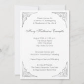 Elegante witte order of service rouwkaarten kaart (Achterkant)
