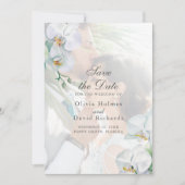 Elegante Witte Orhiden Foto Bruiloft Save the Date (Voorkant)