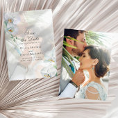 Elegante Witte Orhiden Foto Bruiloft Save the Date