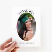 Elegante witte ovale Afstuderen foto Dank u Bedankkaart
