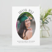 Elegante witte ovale Afstuderen foto Dank u Bedankkaart (Staand voorkant)