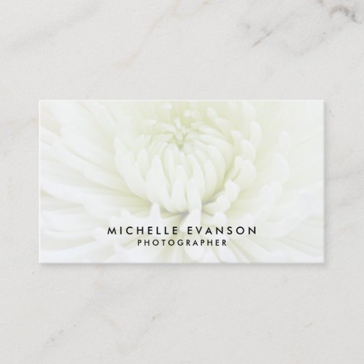 Elegante witte overlay professionele fotograaf visitekaartje (Voorkant)