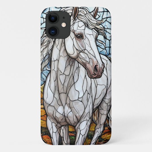 Elegante witte paard artistieke glazen stijl Case-Mate iPhone case (Achterkant)