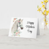 Elegante Witte Paard Boho Bloemen - Moederdag Kaart (Gele Bloem)