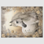 Elegante witte paard decoupage tissuepapier (Voorkant)