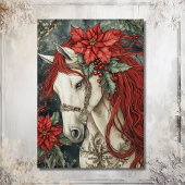 Elegante witte paard feestelijke kerst feestdagen kaart