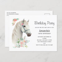 Elegante witte paarden boho bloemen verjaardagsuit