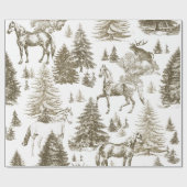 Elegante  Witte Paarden in Sneeuw Bossen Toile Cadeaupapier (Vlak)