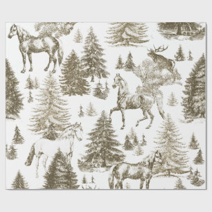 Elegante  Witte Paarden in Sneeuw Bossen Toile Cadeaupapier