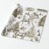 Elegante  Witte Paarden in Sneeuw Bossen Toile Cadeaupapier (Uitgerold)