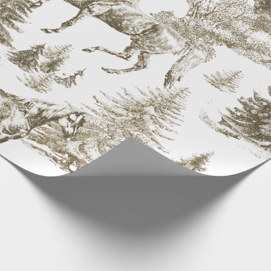 Elegante  Witte Paarden in Sneeuw Bossen Toile Cadeaupapier (Hoek)
