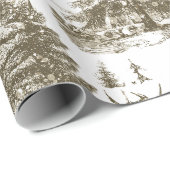 Elegante  Witte Paarden in Sneeuw Bossen Toile Cadeaupapier (Rol Hoek)