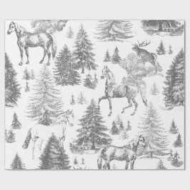 Elegante Witte Paarden in Sneeuw Bossen Toile Cadeaupapier