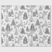 Elegante  Witte Paarden in Sneeuw Bossen Toile Cadeaupapier (Vlak)