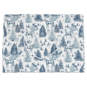 Elegante  Witte Paarden in Sneeuw Bossen Toile Groot Cadeauzakje