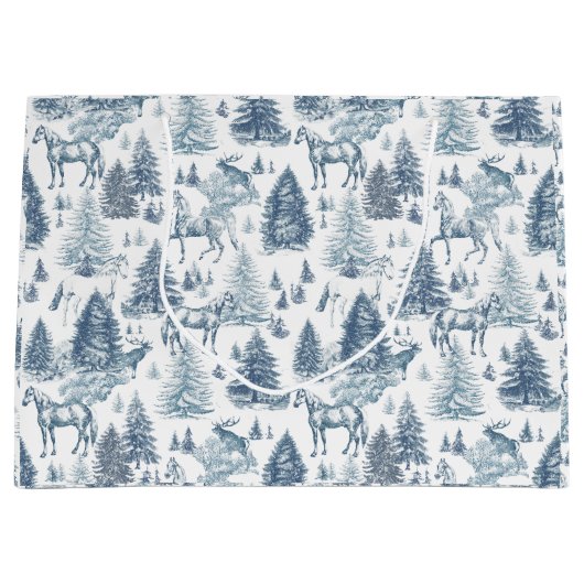 Elegante  Witte Paarden in Sneeuw Bossen Toile Groot Cadeauzakje (Voorkant)