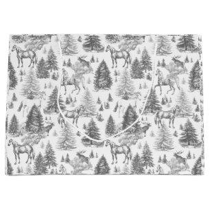 Elegante  Witte Paarden in Sneeuw Bossen Toile Groot Cadeauzakje