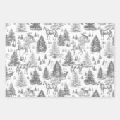 Elegante  Witte Paarden in Sneeuw Bossen Toile Inpakpapier Vel (Voorkant 3)