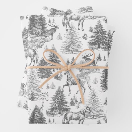 Elegante  Witte Paarden in Sneeuw Bossen Toile Inpakpapier Vel (In situ)