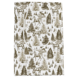 Elegante Witte Paarden in Sneeuw Bossen Toile Medium Cadeauzakje